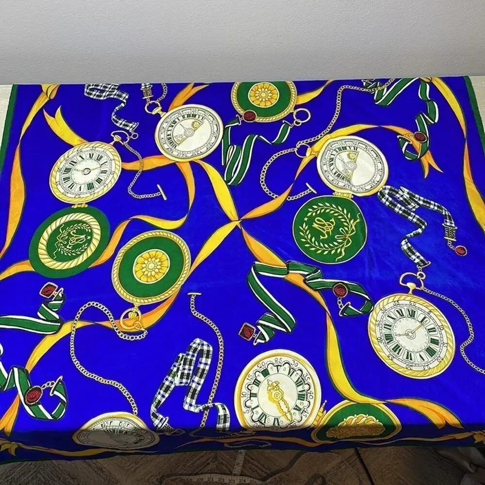 Vintage Alfred Sung silk clock scarf